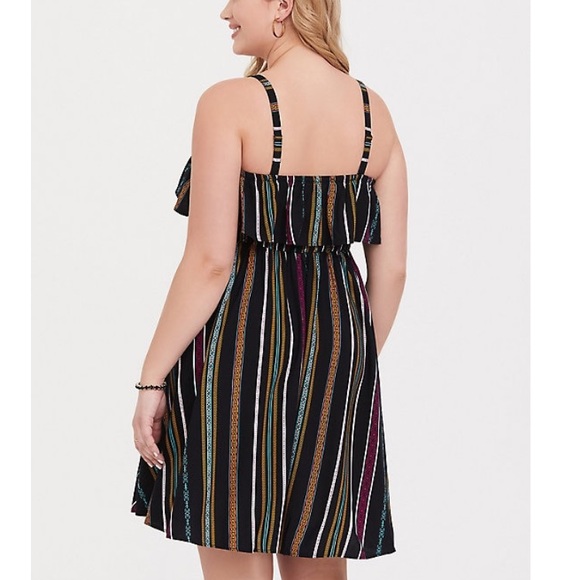 BLACK STRIPE CHALLIS SKATER DRESS 3x - Picture 3 of 6